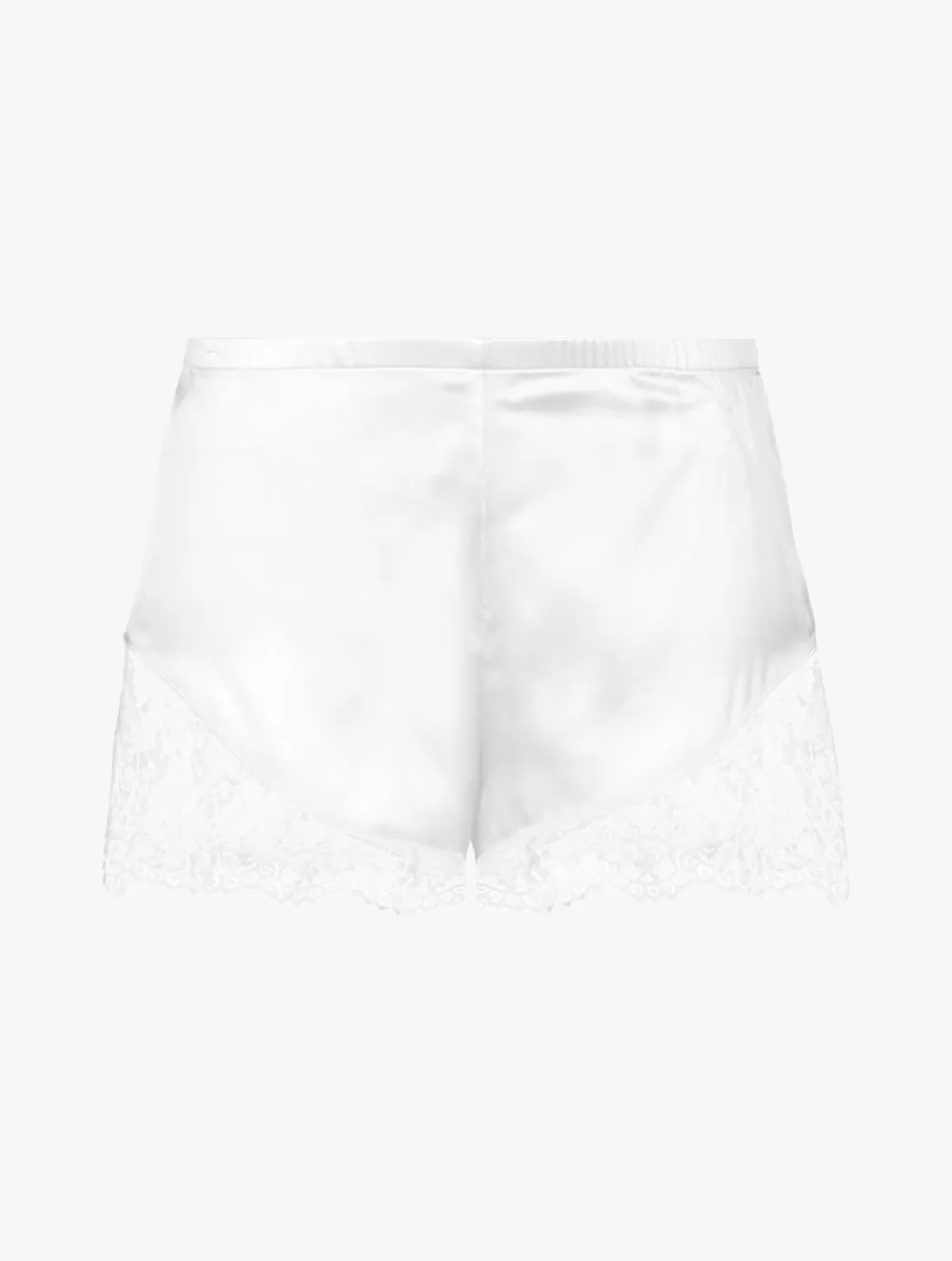 La Perla Pantalón Corto De Seda Blanquecino Con Ribetes De Encaje Leavers White Outlet