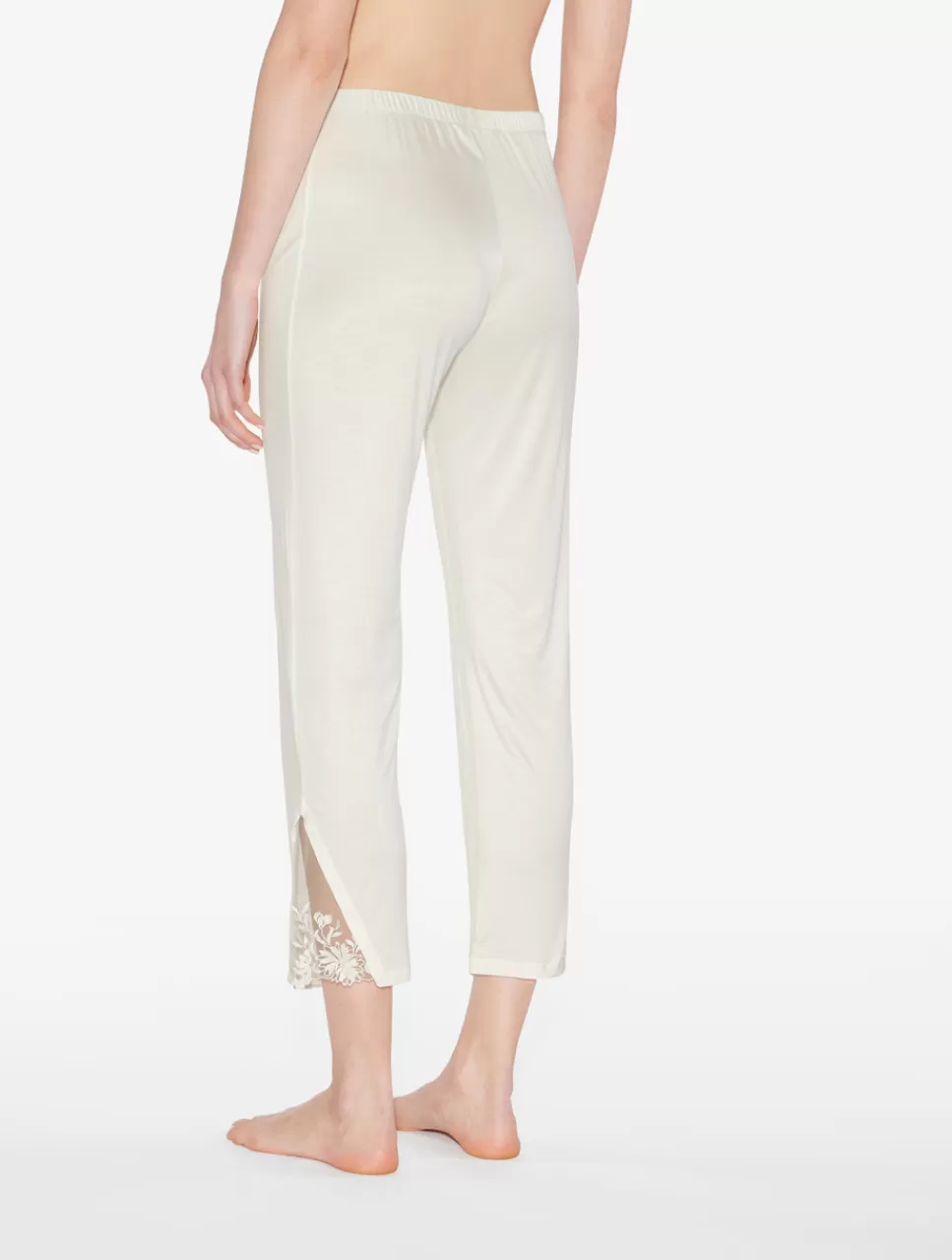 La Perla Pantalón De Pijama En Modal Con Tul Bordado Blanquecino White Hot