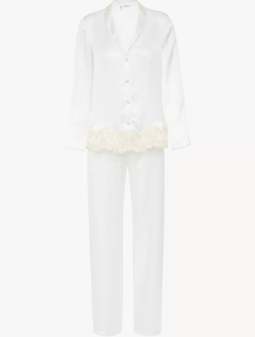 La Perla Pijama Con Frastaglio De Seda Blanco Cheap