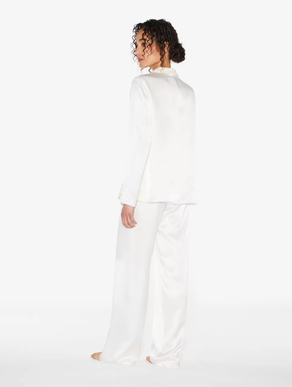 La Perla Pijama Con Frastaglio De Seda Blanco Cheap