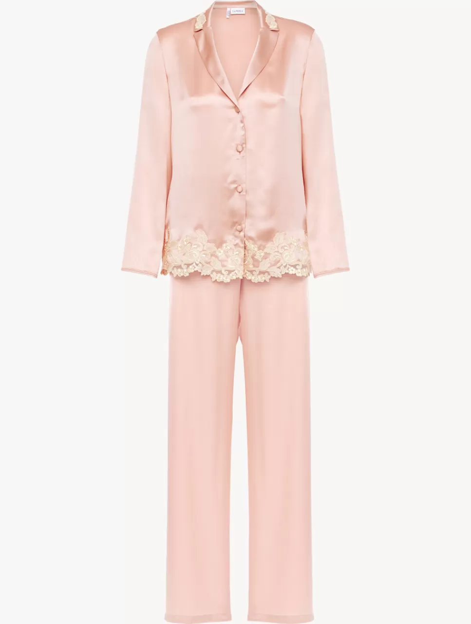 La Perla Pijama Con Frastaglio De Seda Rosa Rosado Sale