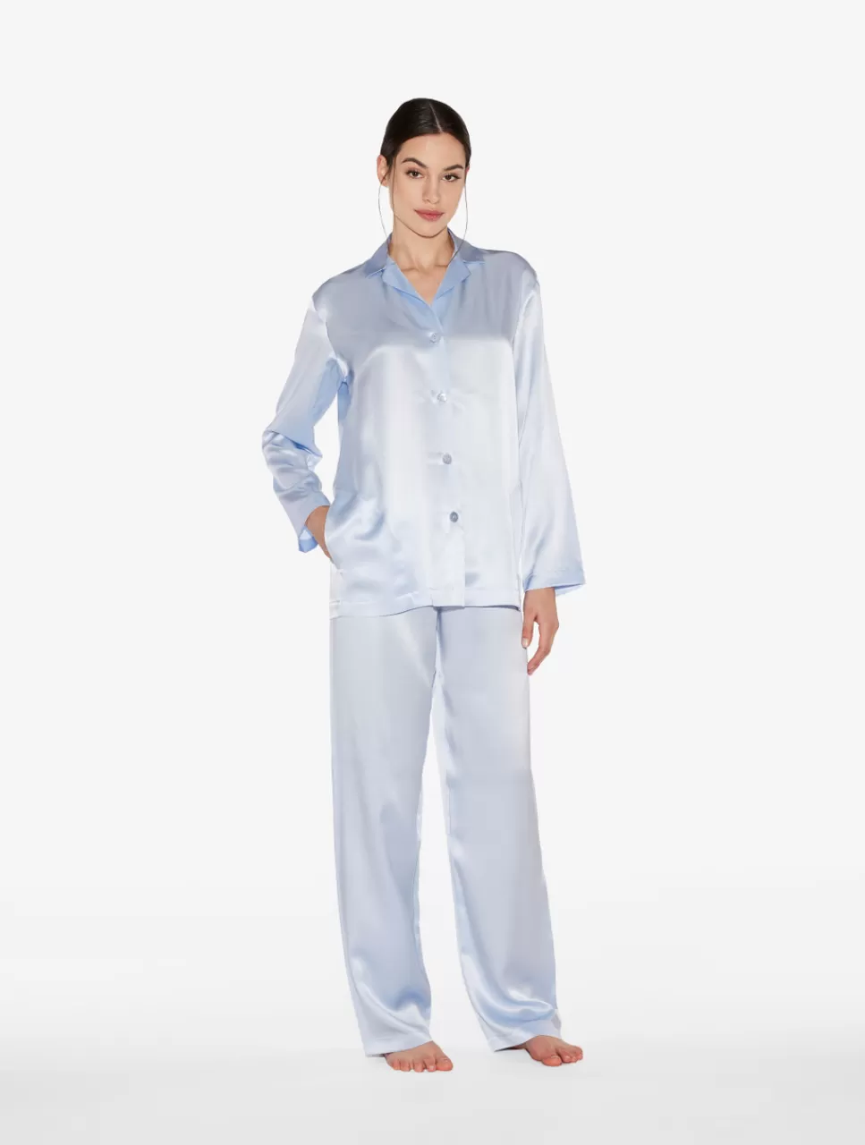 La Perla Pijama De Seda Azul Celeste LightBlue New