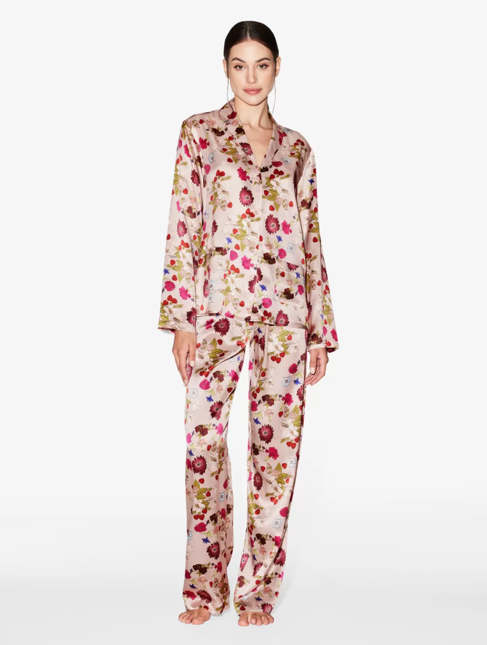 La Perla Pijama De Seda Con Estampado De Flores Estampadodeflores Discount