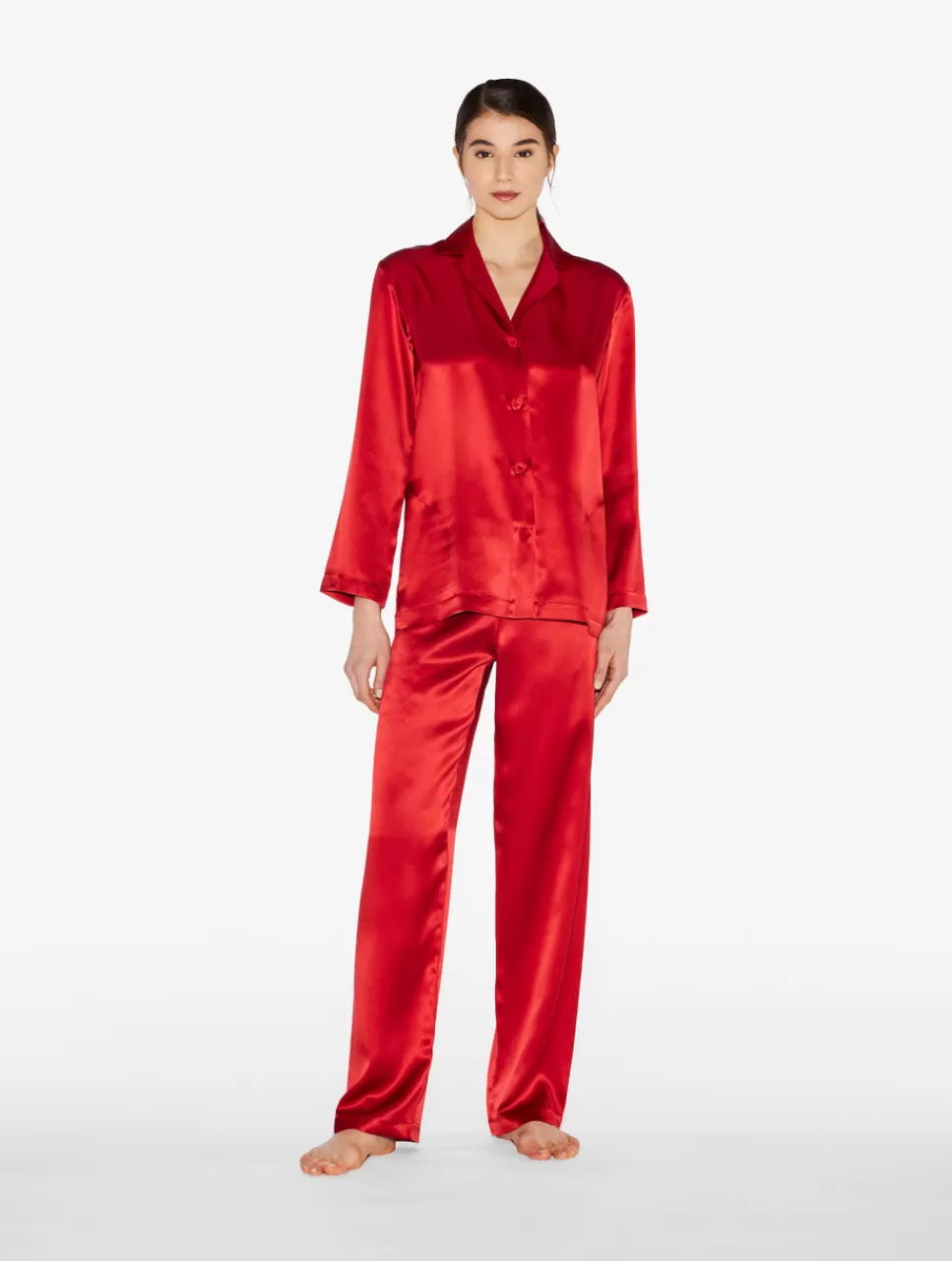 La Perla Pijama De Seda Granate Red Cheap