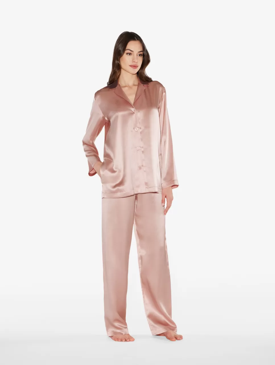 La Perla Pijama De Seda Rosa Empolvado Pink Flash Sale