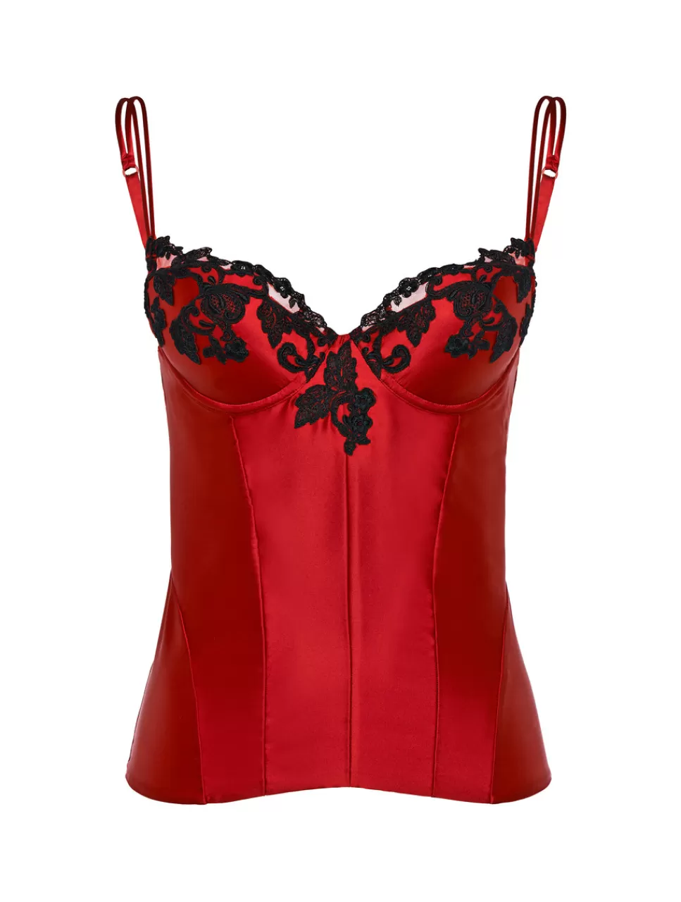 La Perla Corset With Frastaglio In Silk Satin Red Cheap