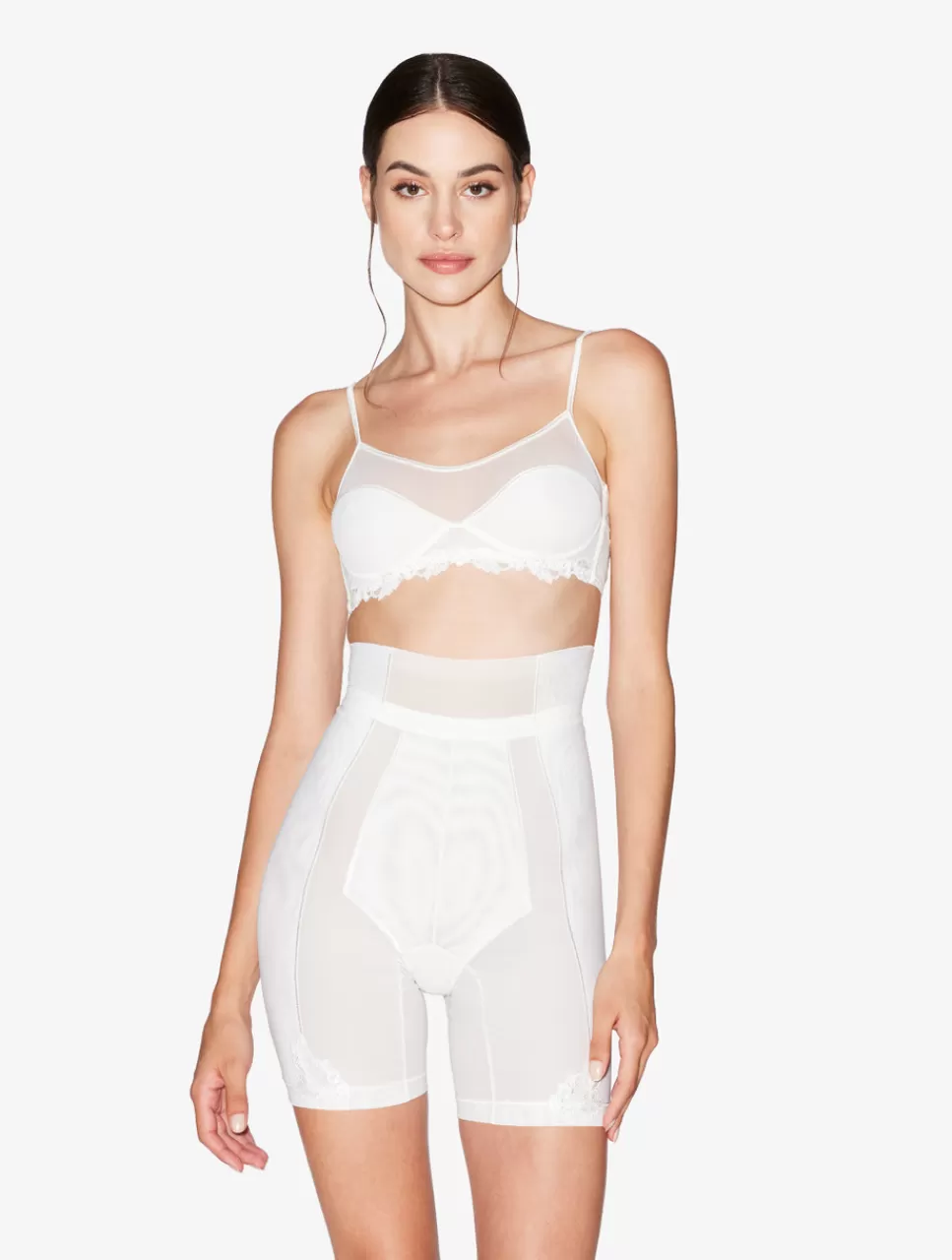 La Perla Shorts Estilo Ciclista De Tul Elástico Blanquecino Off-White Best Sale