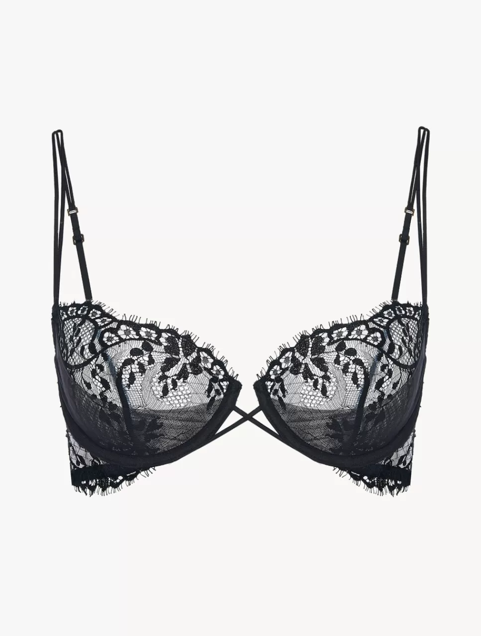 La Perla Sujetador Balconet Negro Con Aros Y Ribetes De Encaje Leavers Black Cheap