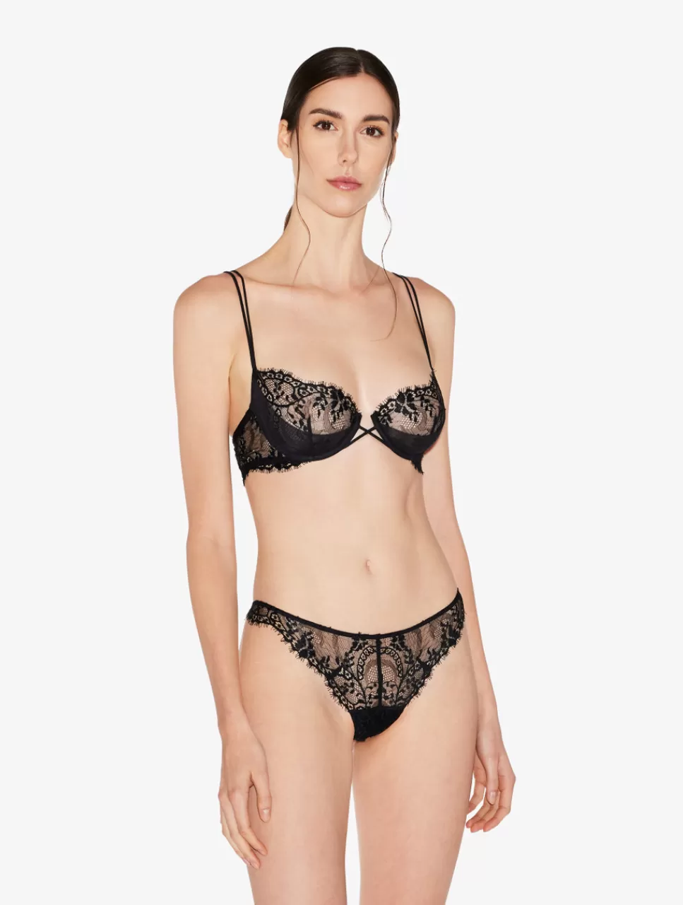 La Perla Sujetador Balconet Negro Con Aros Y Ribetes De Encaje Leavers Black Cheap