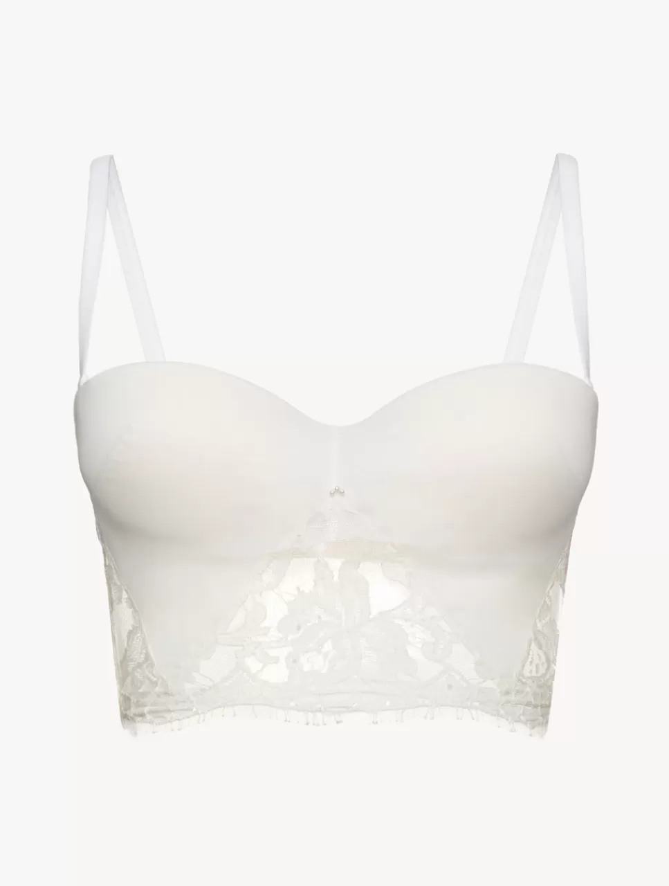 La Perla Sujetador Bandeau Con Encaje Leavers De Algodón De Color Roto Blanco Cheap