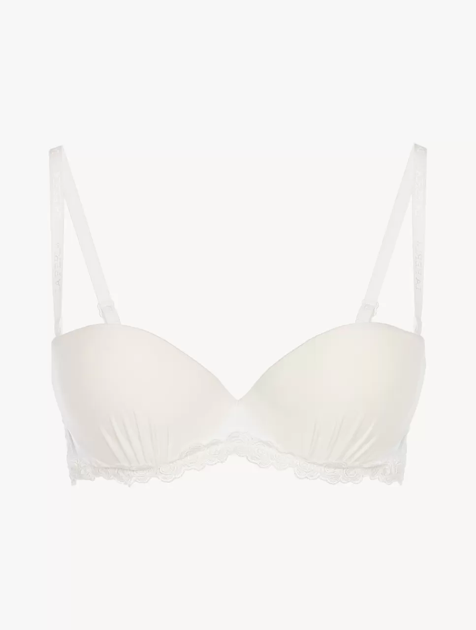 La Perla Sujetador Bandeau De Lycra Con Tul Bordado Blanquecino White New