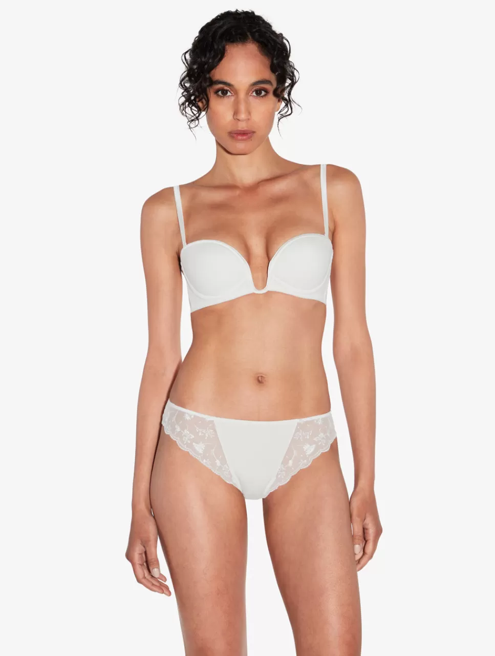 La Perla Sujetador Bandeau Hueso Con Tul Bordado Blanco Shop