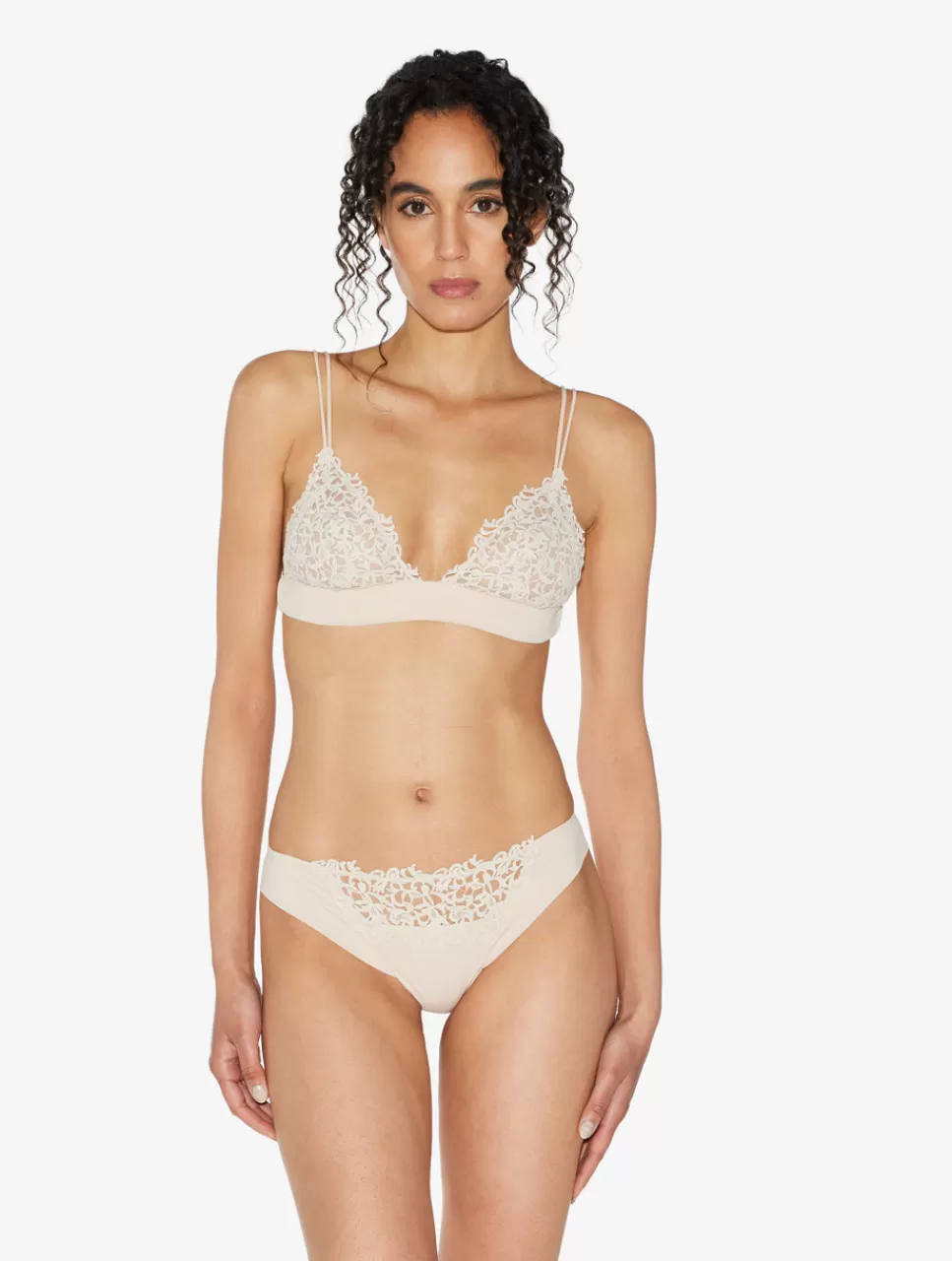 La Perla Sujetador Triangular Beige Rosado Con Macramé RoseBeige Sale