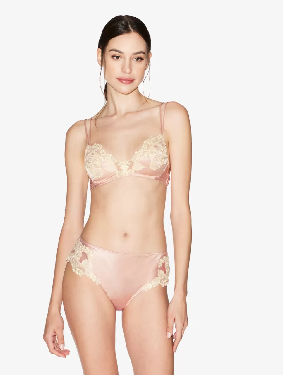 La Perla Sujetador Triangular De Seda Rosa Empolvado Con Frastaglio Color Marfil Pink Store