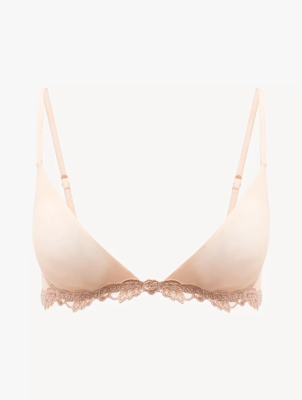 La Perla Sujetador Triangular De Tul Elástico Arena Transparente Nude New