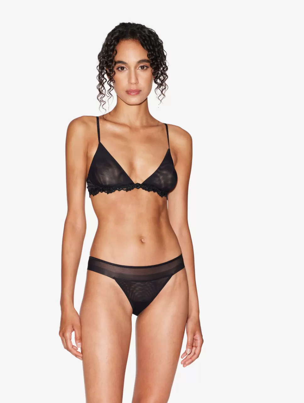 La Perla Sujetador Triangular De Tul Elástico Negro Transparente Black Sale