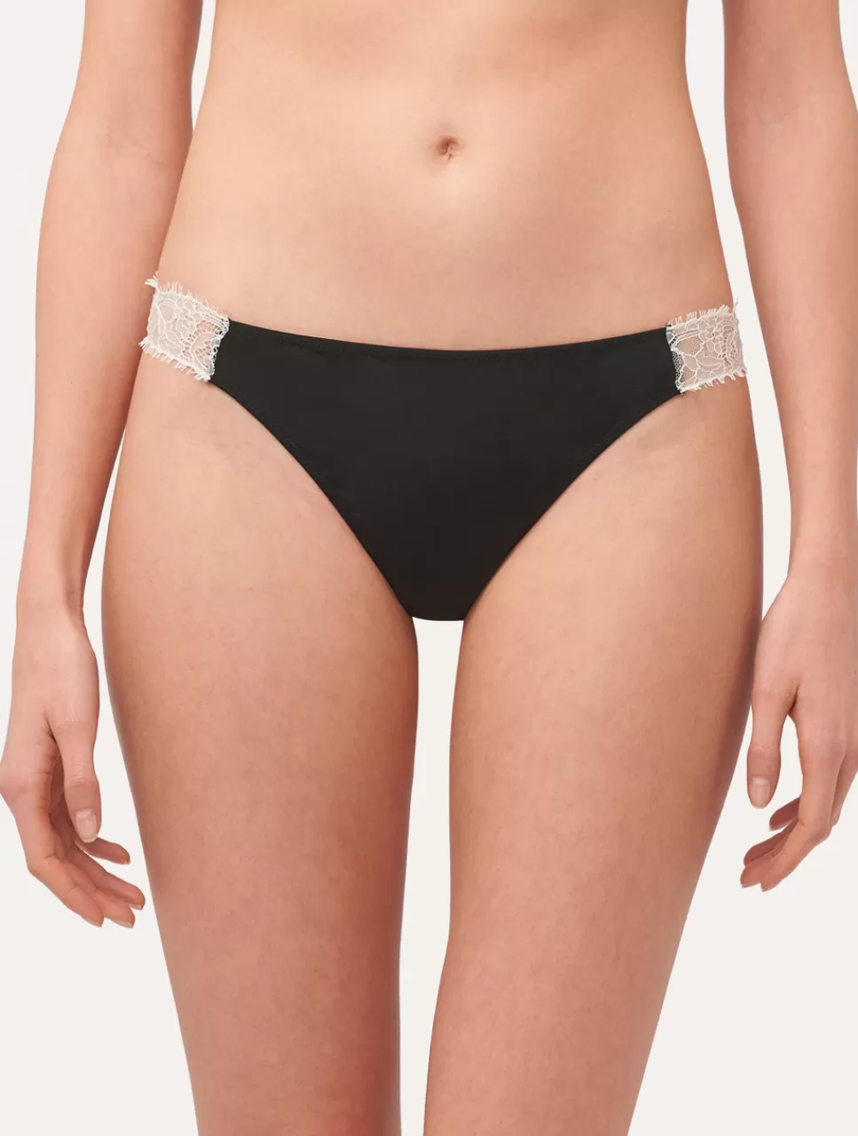 La Perla Tanga De Encaje En Negro Y Blanquecino Black Outlet