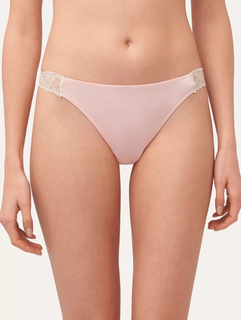 La Perla Tanga De Encaje En Rosa Y Crema Rose Shop