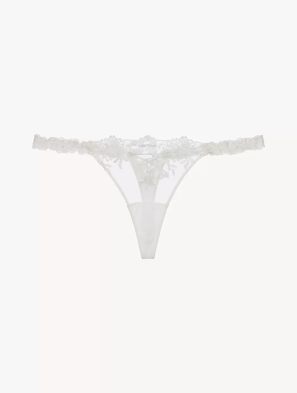 La Perla Tanga De Lycra Con Tul Bordado Blanquecino White Best Sale