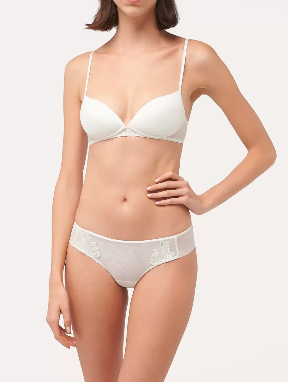 La Perla Tanga De Tul Blanquecino Bordado Transparente Off-White Best