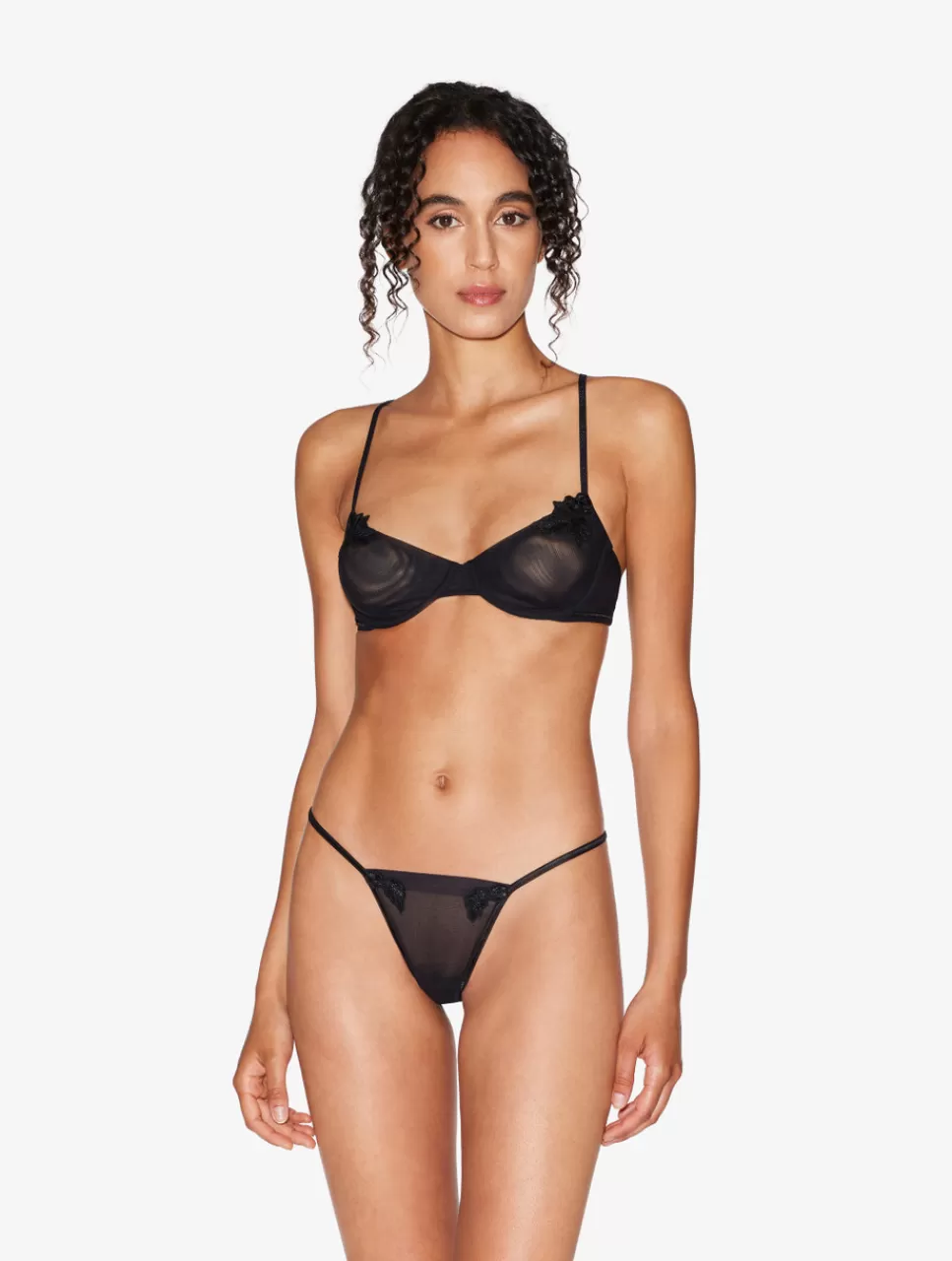 La Perla Tanga De Tul Elástico Negro Transparente Black Store