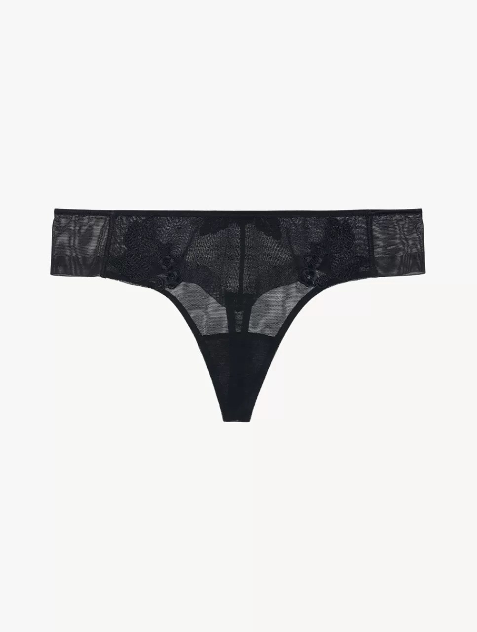 La Perla Tanga De Tul Negro Bordado Transparente Black Sale