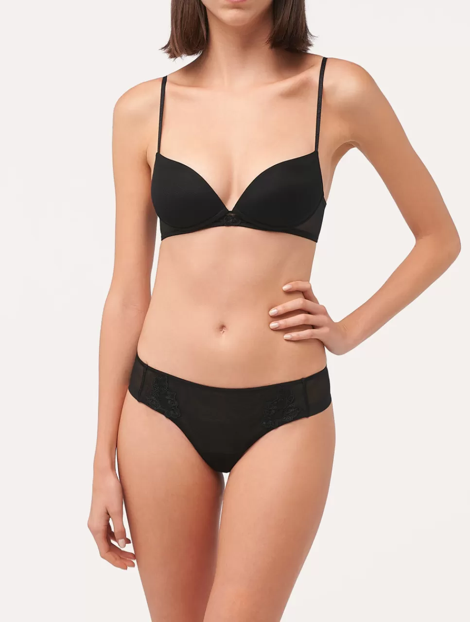 La Perla Tanga De Tul Negro Bordado Transparente Black Sale