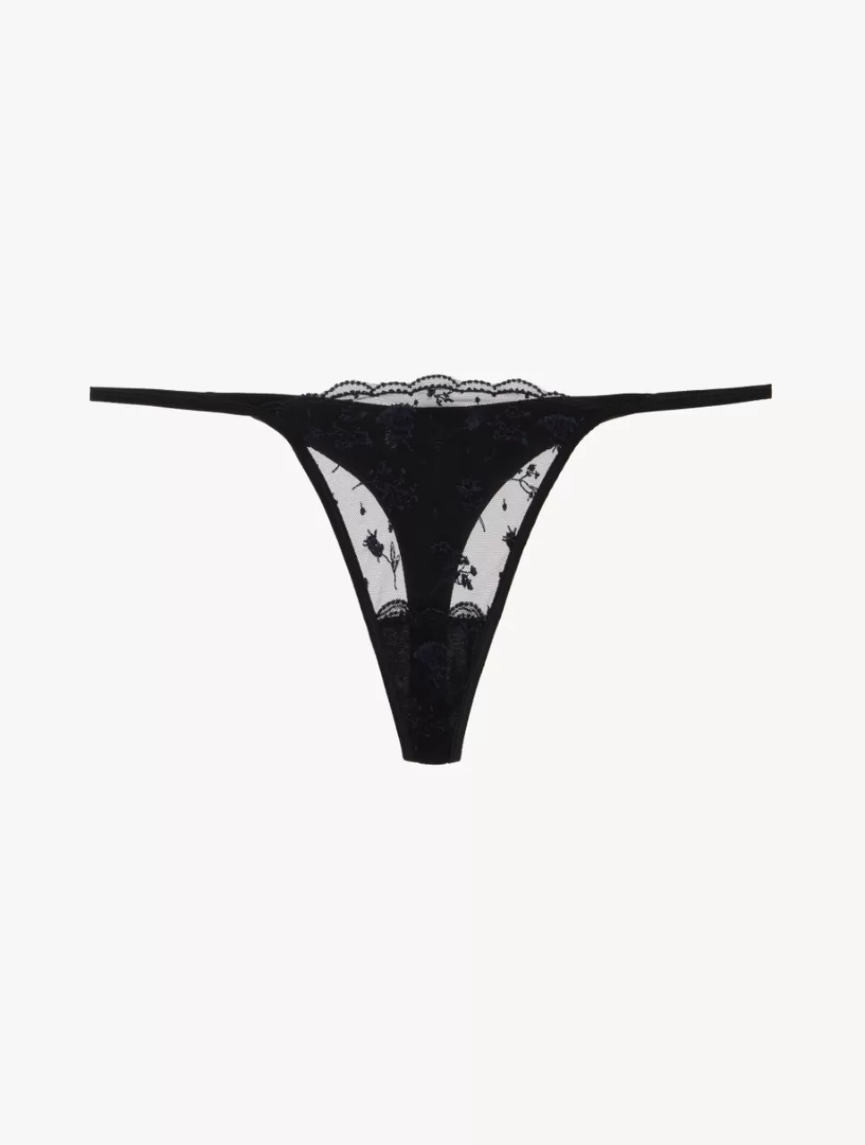 La Perla Tanga Onyx Con Tul Bordado Negro Discount