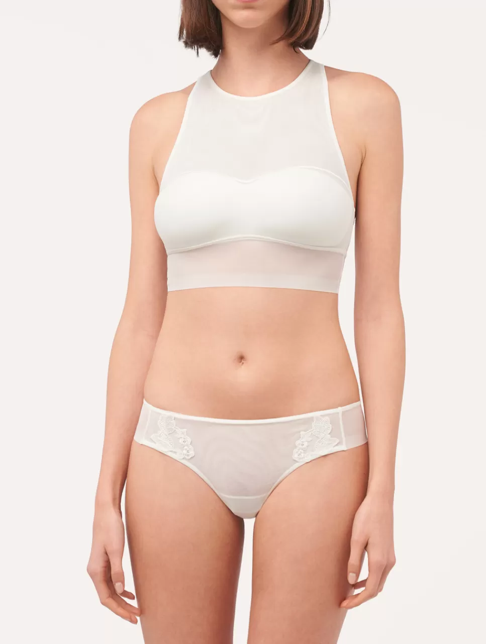 La Perla Top Corto De Tul Elástico Blanquecino Off-White Clearance