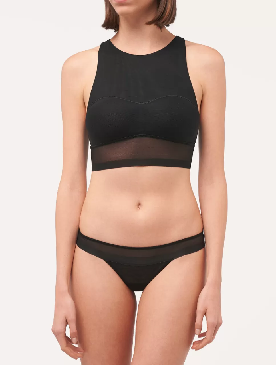 La Perla Top Corto De Tul Elástico Negro Black Discount