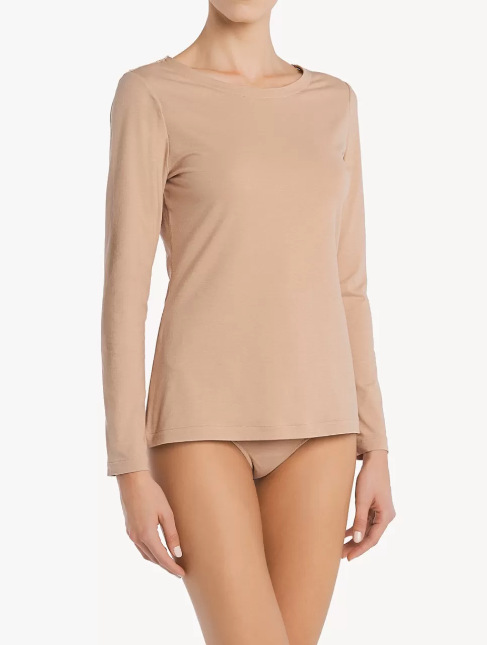 La Perla Top De Manga Larga De Algodón Natural Nude Online