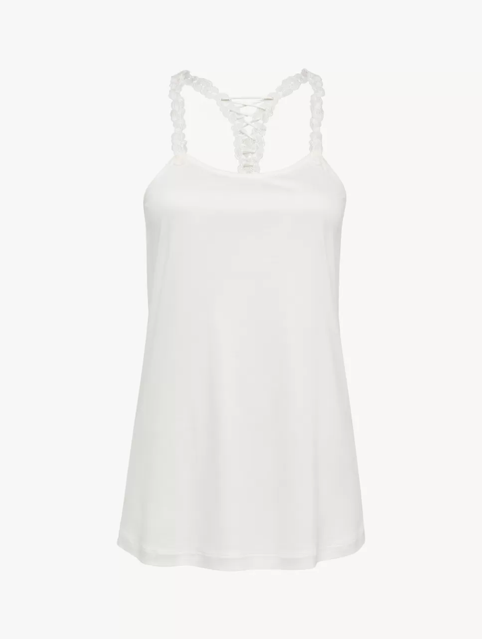 La Perla Top De Modal Con Tul Bordado Blanquecino White Online