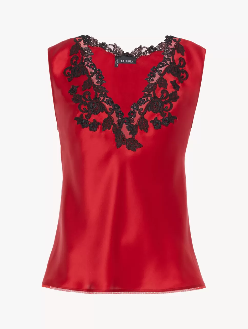La Perla Top De Raso De Seda De Color Con Frastaglio Rojo Best