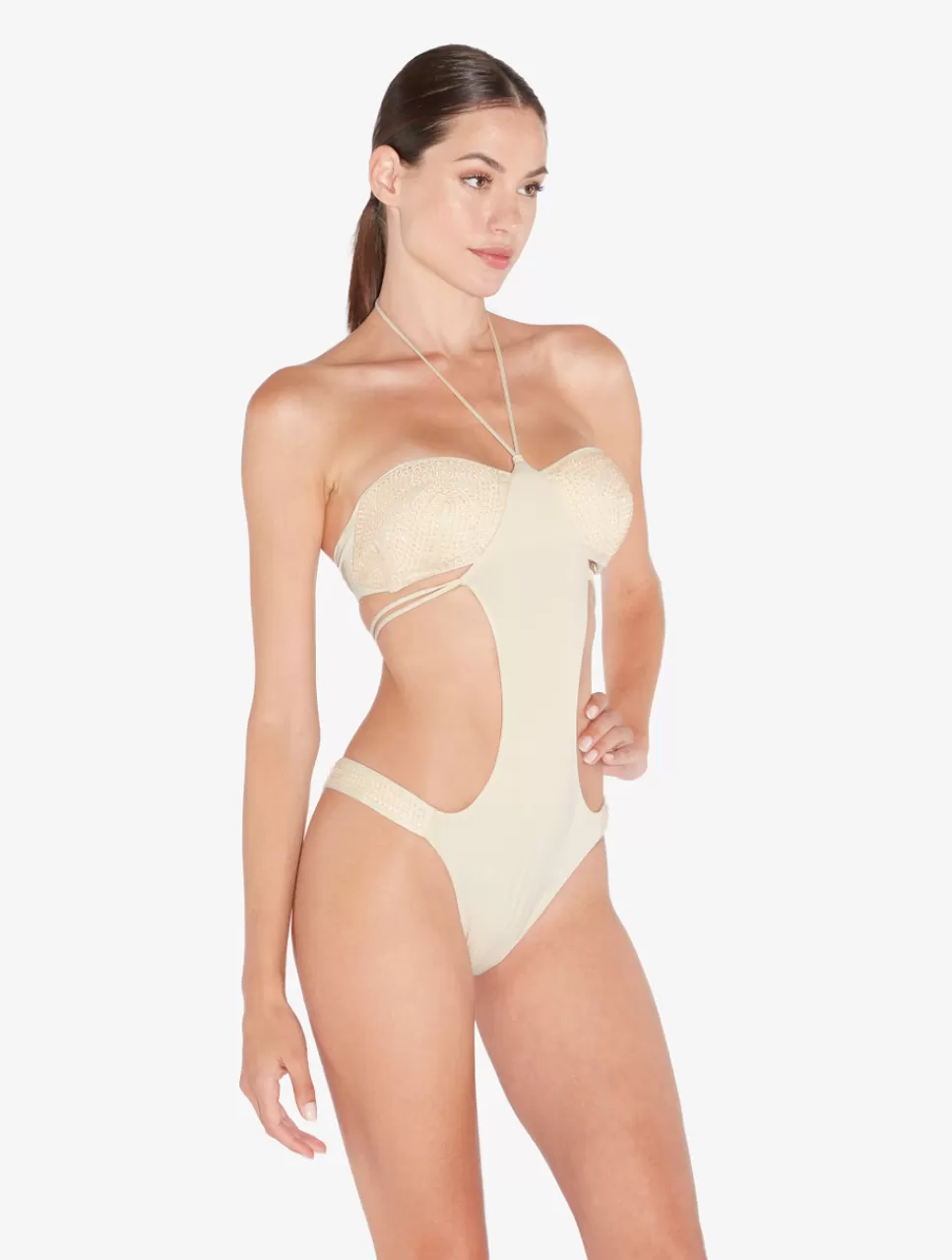 La Perla Trikini De Color Champán Con Cuentas Beige Shop