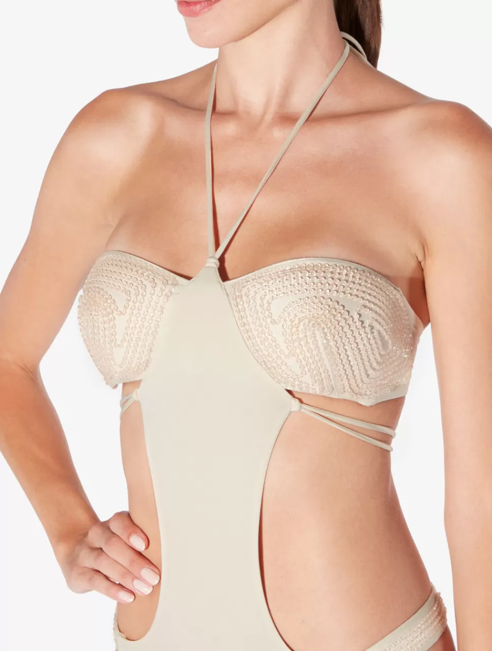La Perla Trikini De Color Champán Con Cuentas Beige Shop