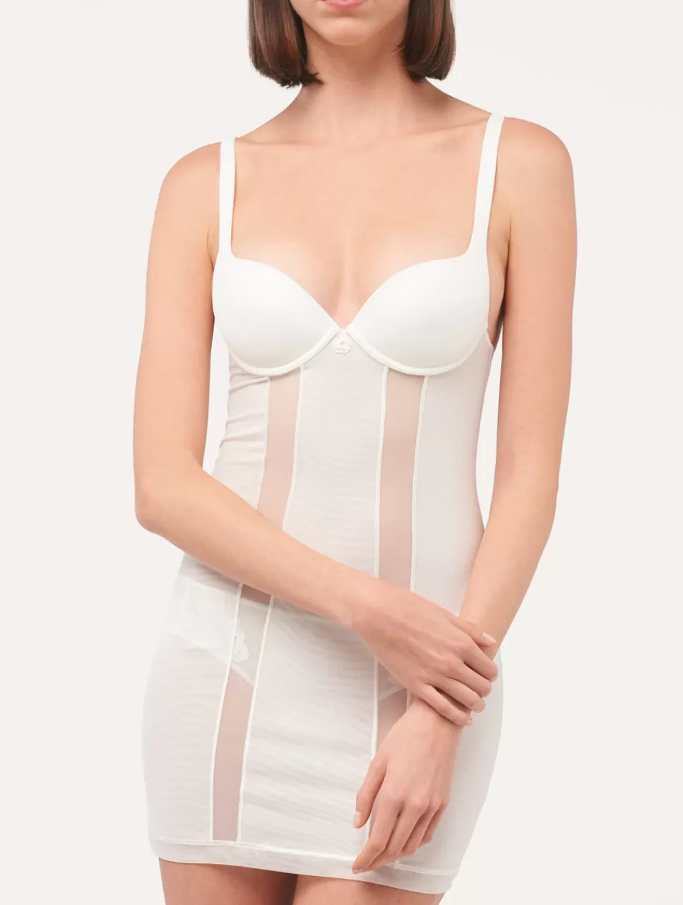 La Perla Vestido Estilo Camisón De Tul Elástico Blanquecino Off-White Fashion