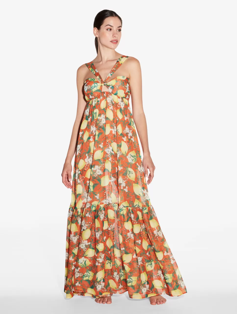 La Perla Vestido Maxi Estampado De Color Naranja Cheap